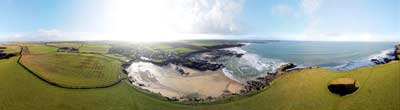 360° AERIAL PANORAMA OF TREVONE BAY CORNWALL